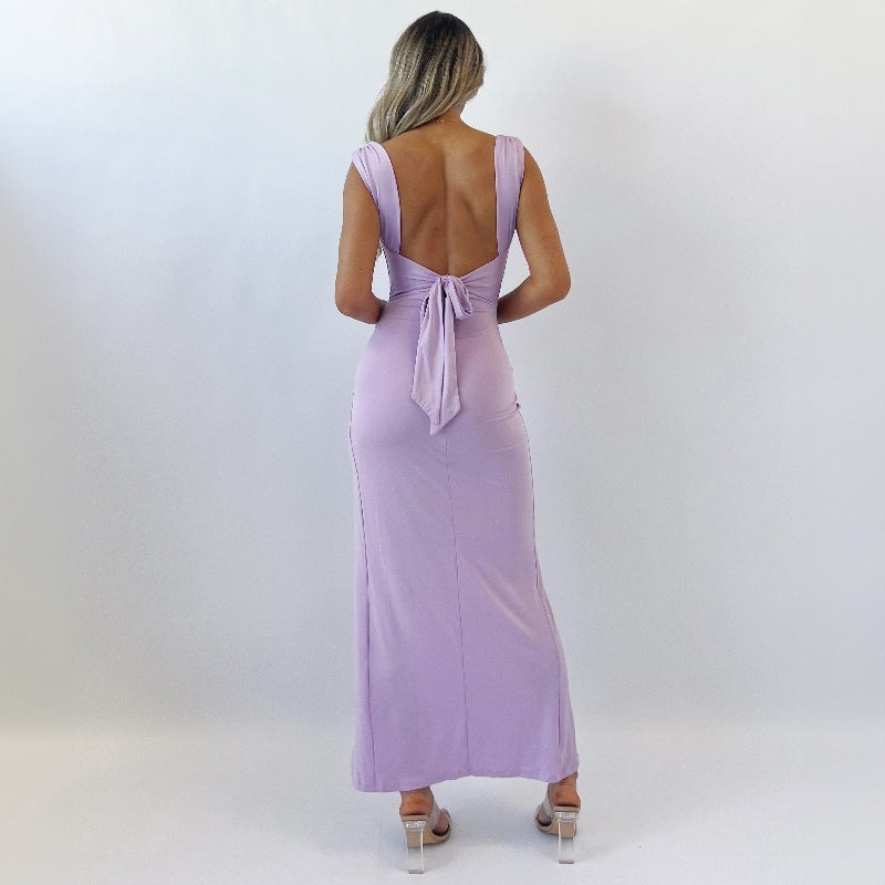 The Elegant Slit Maxi Dress with Back Tie