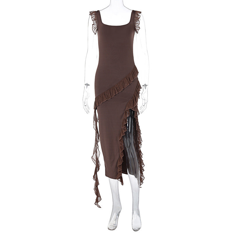 The Ruffled High-Slit Maxi Dress