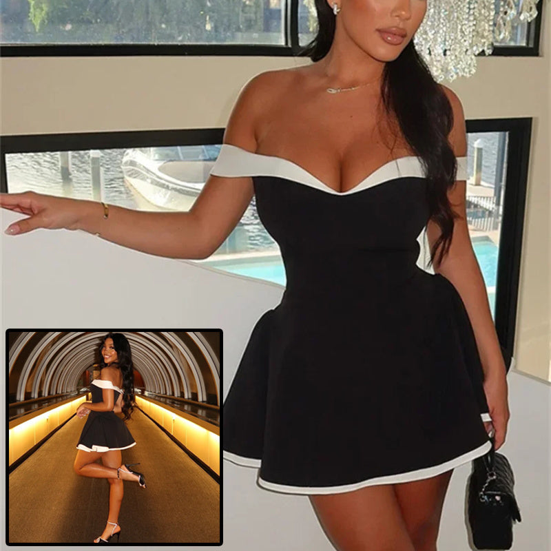 The Chic Patchwork Backless Mini Dress
