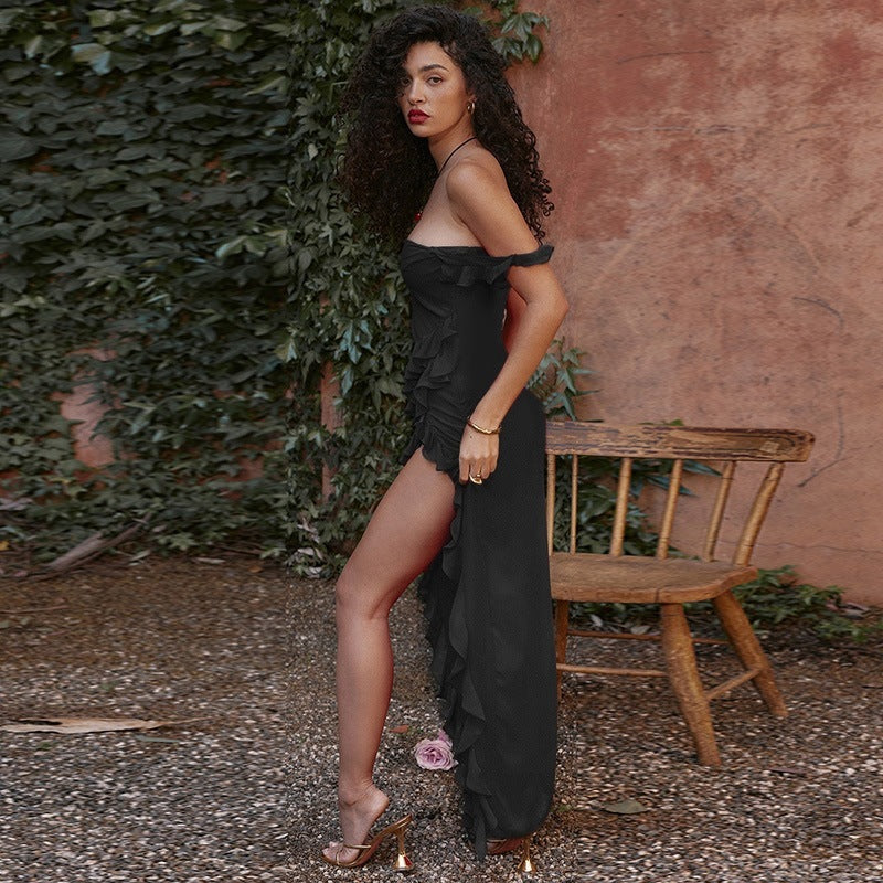 The Ruffled High-Slit Maxi Dress