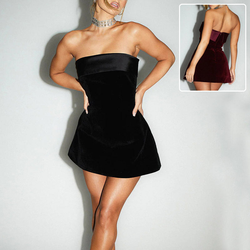 The Glamorous Satin Tube-Top Mini Dress