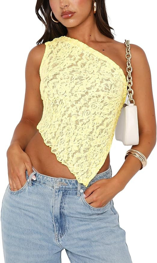 The Asymmetrical Lace Backless Crop Top