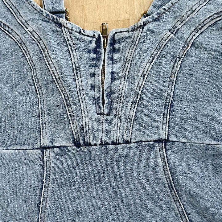 The U-Neck Denim Midi Dress with Slit