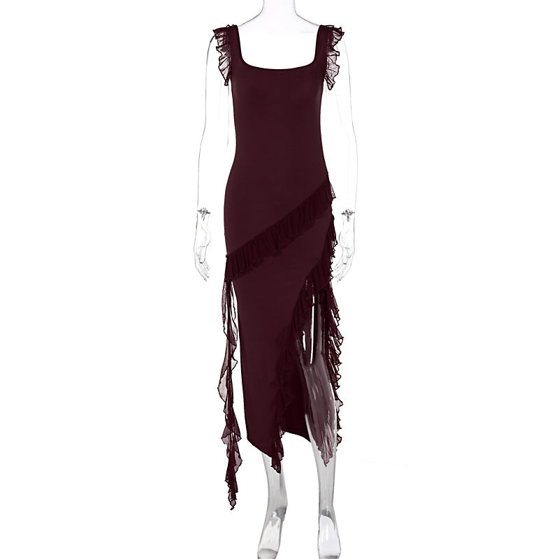 The Ruffled High-Slit Maxi Dress