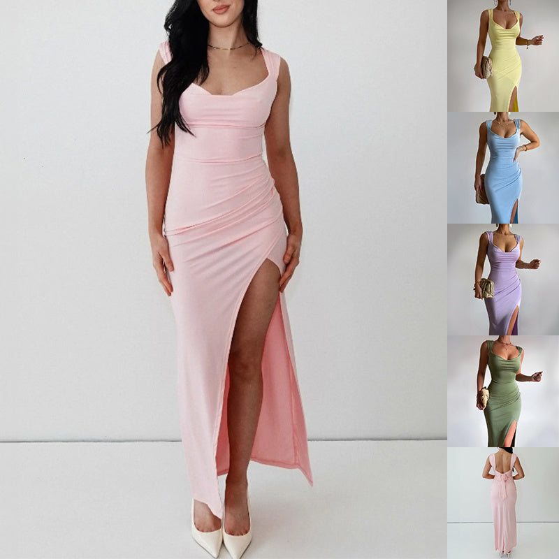 The Elegant Slit Maxi Dress with Back Tie