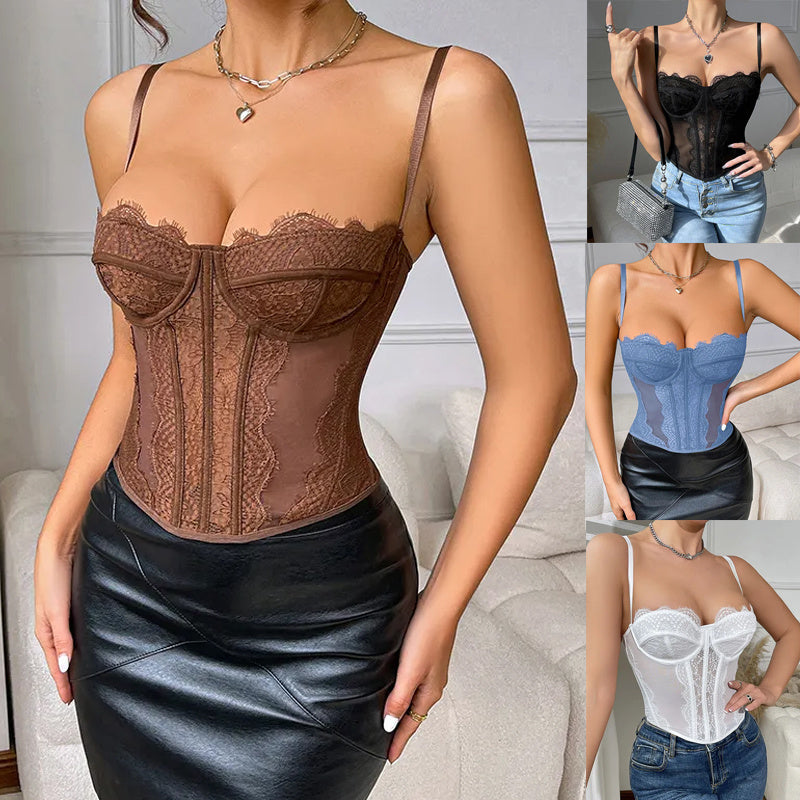 The Lace-Detail Corset Bustier Top