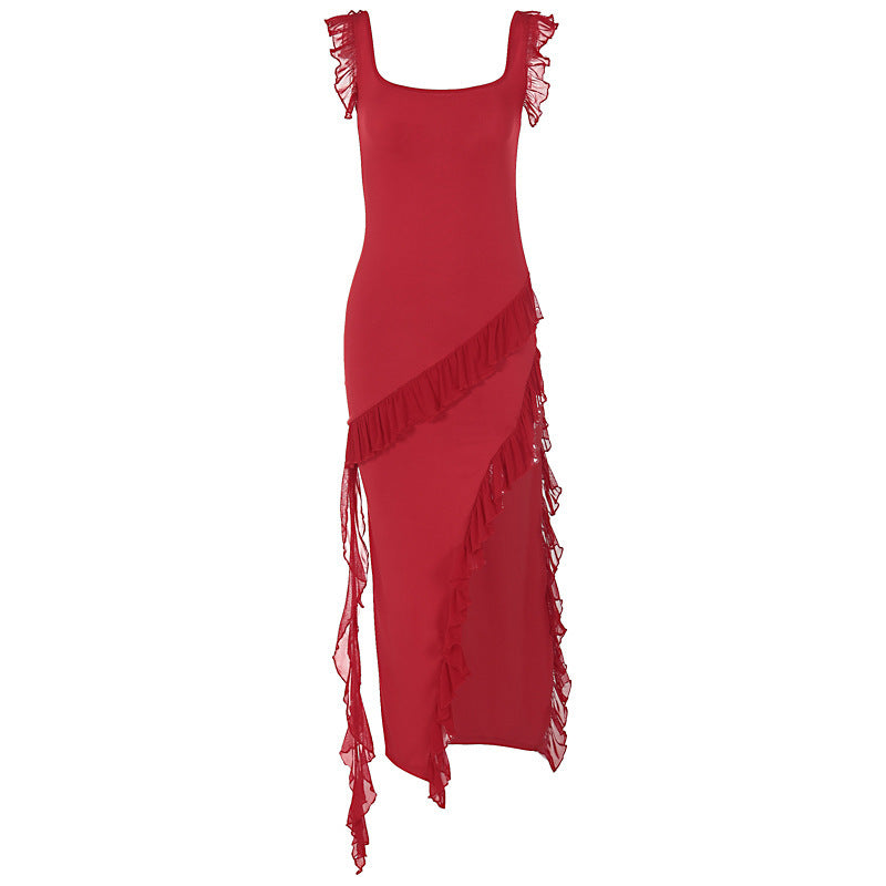 The Ruffled High-Slit Maxi Dress