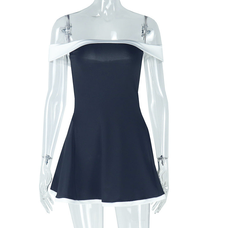 The Chic Patchwork Backless Mini Dress