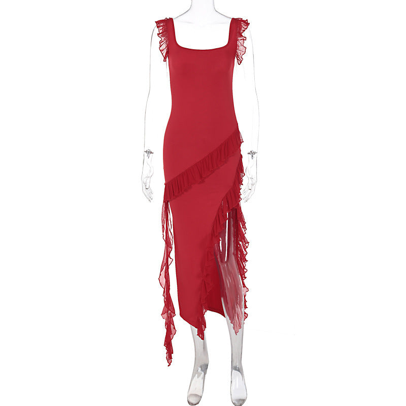 The Ruffled High-Slit Maxi Dress