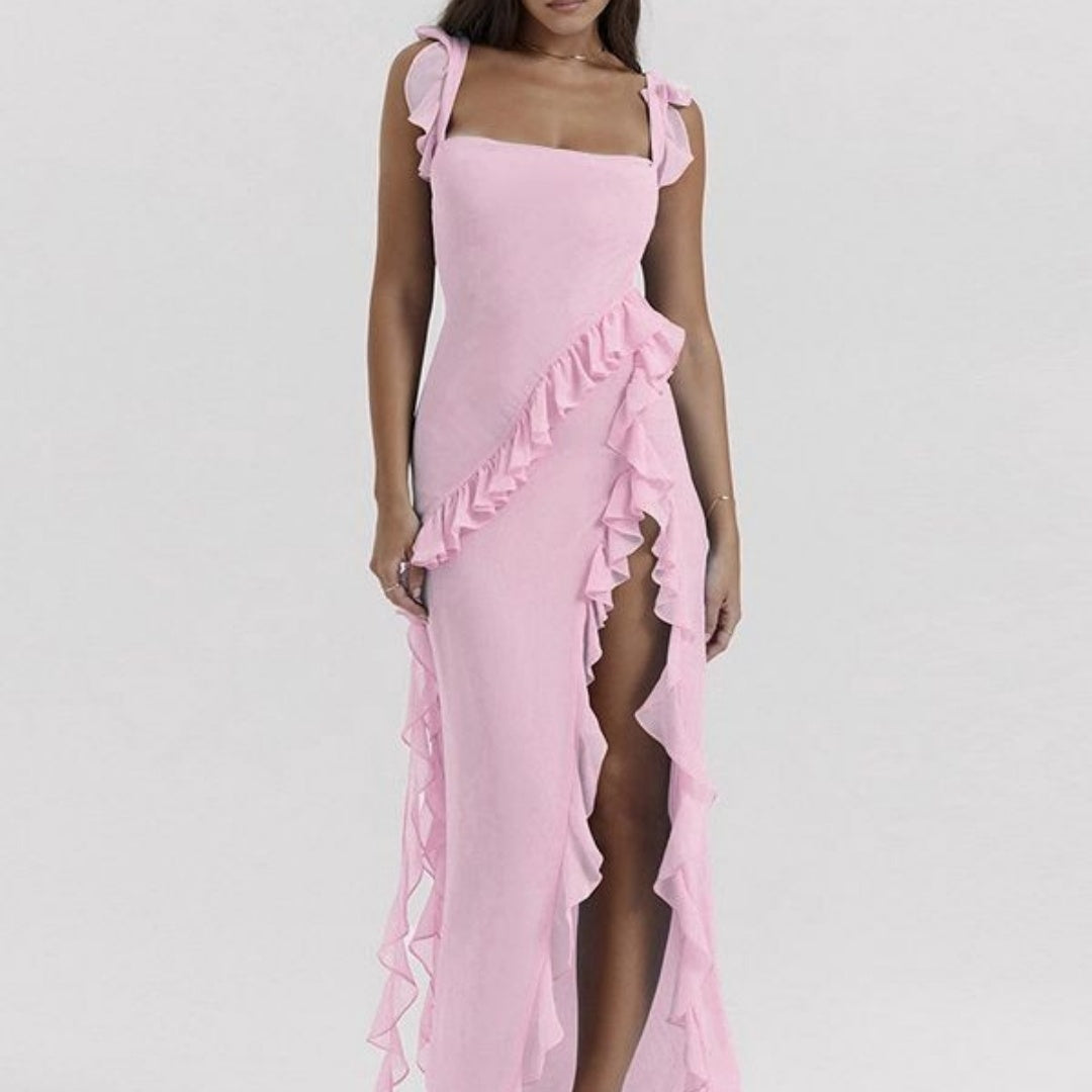 The Ruffled High-Slit Maxi Dress