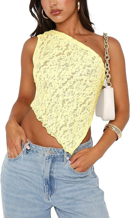The Asymmetrical Lace Backless Crop Top