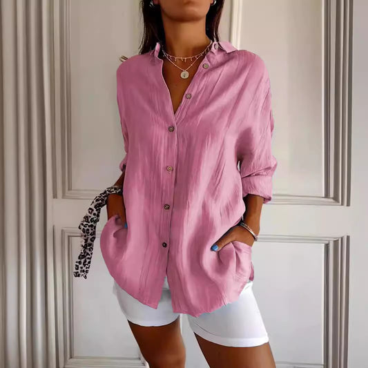 The Relaxed Fit Pleated Button-Up Shirt