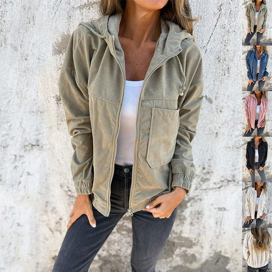 The Corduroy Hooded Zip-Up Jacket