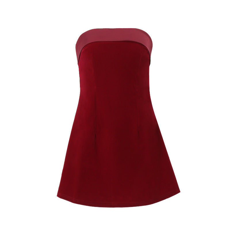 The Glamorous Satin Tube-Top Mini Dress