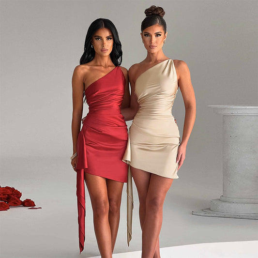 The Alluring One-Shoulder Backless Mini Dress