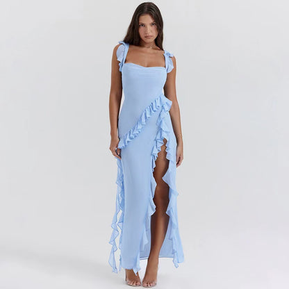 The Ruffled High-Slit Maxi Dress